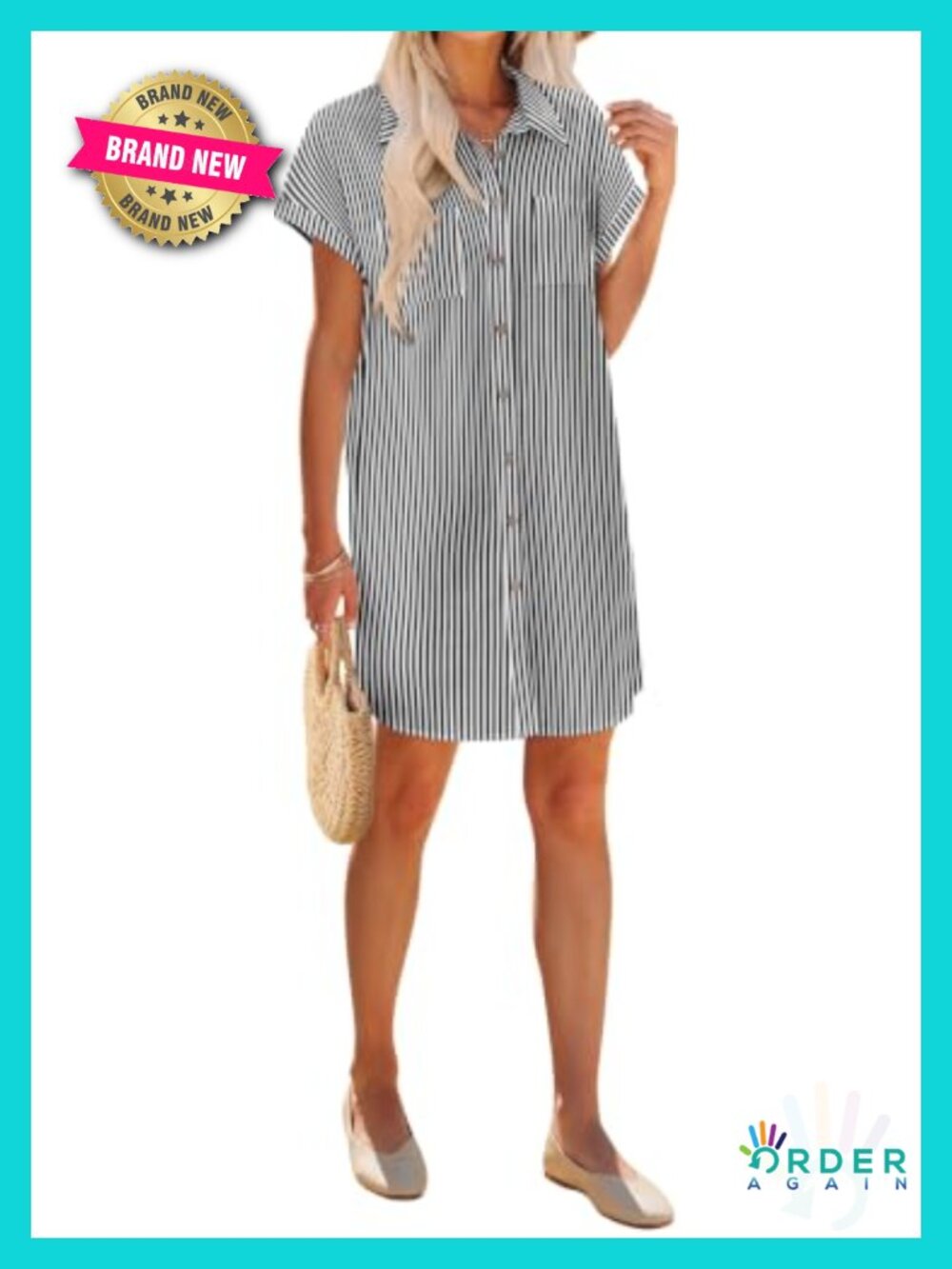 Cotton Linen Button Down Short Sleeve T Shirt Mini Dress Casual Beach